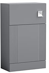 nuie FLT241 Deco Modern Bathroom Floor Standing Part Fluted WC Unit - Cistern and Pan Not Included, 500mm, Satin Grey