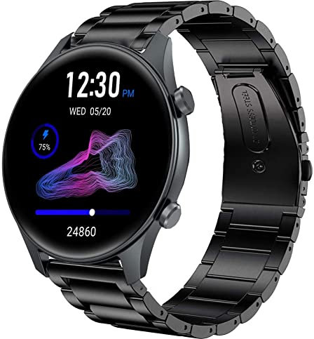 Onetuo Armband Kompatibel mit TouchElex Venus Smartwatch, Classic Edelstahl Uhrenarmband für TouchElex Venus Smartwatch 1,2 Zoll (Schwarz)