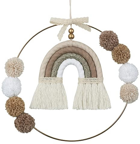 Woven Makramee Regenbogen Wandbehang Für Kinderschlafsaal Raum Dekoration Partei Versorgungs,Nordische Spitze Makramee Regenbogen Wandteppich Schlafzimmer Dekor Spielzeug Handgefertigter braun