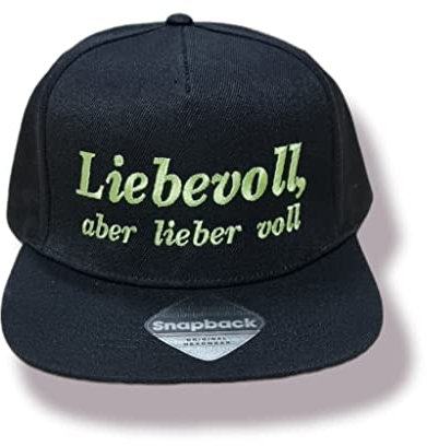 Mützenfritze Lustige bestickte Snapback Cap Liebevoll Aber Lieber voll, in der Größe verstellbar, Funny, witzig