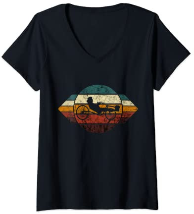 Damen Recumbent Trike Retro Fahrrad Liege Radfahrer Triker T-Shirt mit V-Ausschnitt