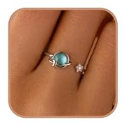 Fidget-Ring mit Aufschrift To My Daughter, 925er-Sterlingsilber, Fidget-Angst-Spinner-Planetenringe für Frauen, blauer Mond, Stern, Zirkonia, offener verstellbarer Ring, Schmuck, Geburtstag