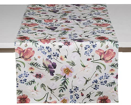 Pichler Tischwäsche Blumenwiese bunt Creme Baumwolle (Tischläufer 50x150cm)