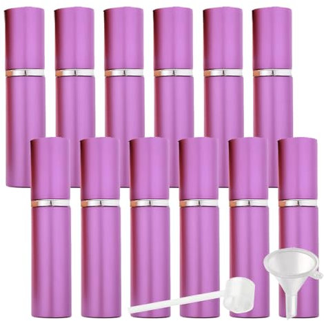 PQPAUTY 96 Piezas Mini 5 ml Aluminio Morado Botella de Spray Pequeño Vidrio Vacías con Bomba en Spray de Niebla Fina Atomizador Muestra para Perfume Artículos de Agua Líquidos Cosmético Viaje