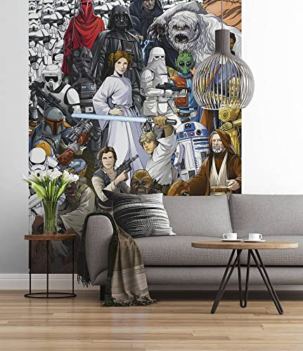 Fototapete - STAR WARS Classic Cartoon Collage - Größe 184 x 254 cm, Krieg der Sterne, Kinderzimmer, Tapete