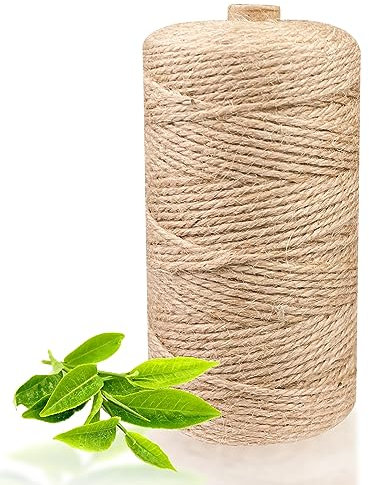 Magrimaxio ficelle jute, corde chanvre fine, fil de jute jardin, rouleaux de ficelle de jute naturelle, pour Le Jardinage, Bricolage, activités manuelles, Décoration et Cadeau emballages, (2mm/200 M)