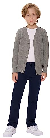 SMILING PINKER Jungen Strickjacke Kinder Baumwolle V-Ausschnitt Cardigan mit Knopfleiste