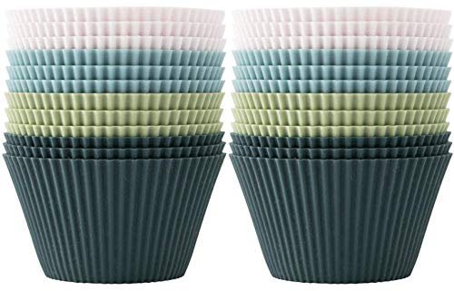 Lesipee Cupcake-Formen, Muffinformen aus Silikon Backform Standard Silikonformen für Muffins 4 Farben, 12er-Set Wiederverwendbare BPA-frei für Kuchen und Pudding (24er-Set Muffinformen)