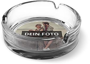 PhotoFancy® - Glas-Aschenbecher mit Foto bedrucken lassen - Aschenbecher personalisieren - zwei Größen (Klein (10,7 cm))