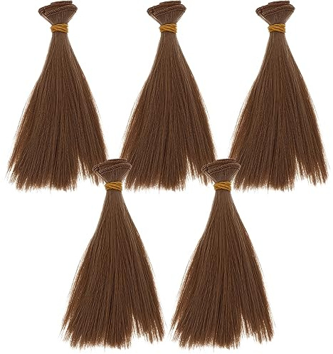EXCEART 5 Stück 15 Zentimeter Bastelperücken für Puppen Lang Glatt Hochtemperaturbeständig Frauenpuppen Zubehör OB11 Modellhaar Dekorationsperücken