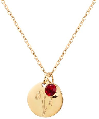YeGieonr Edelstahl Halskette mit Geburtsblume, Damen Gold, Wasserfest, Modeschmuck, Geschenke
