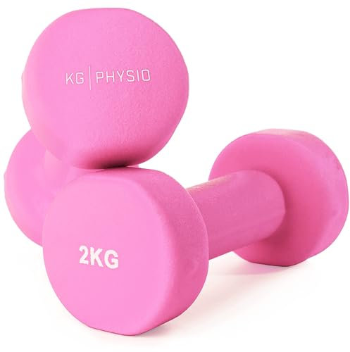 KG Physio Hantelset mit A3-Übungsposter - Neopren Kurzhanteln 2er Set - Fitness Gewichte aus Gusseisen - Gewichte Hantel Set, Schweißabweisendes Kurzhantelset für Frauen und Männer - Hanteln 1kg-10kg