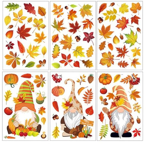 Neodtx fensterbilder herbst thanksgiving deko fensterdeko herbstbild selbstklebend Herbstblätter Aufkleber,Herbstdekorationen fensterfolie herbst thanksgiving-fensteraufkleber ohne kleber ablösbar