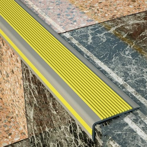 Nez De Marche Caoutchouc Nez De Marche Baguette D’Angle De Protection Forme en L Ruban De Sécurité Antidérapant Nez De Marche Profil D’Angle Nez De Marche Profilé D'escalier (Color : Yellow, Size :