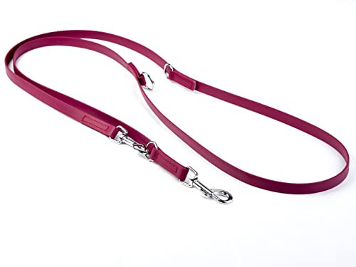 MJH Führleine Umhängeleine BETA-BioThane 3-Fach verstellbar 2,30m lang & 9mm breit für Hunde bis ca. 12kg (neon gelb)