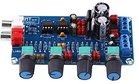 Ouitble Scheda Amplificatore, NE5532 Kit Scheda Tono Preamplificatore Preamplificatore HiFi, Set Scheda Assemblata Controllo Tono Volume AC 12V per Fai da Te, Controllo Volume