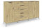 Rauch Möbel Flipp, Kombikommode, Kommode mit Stauraum für Wohnzimmer, Schlafzimmer, Flur, 4 Fachböden, mit Metallkufe chrom, Eiche Artisan, Holz, 3-türig, 5 Schubladen, Griffe chrom, 199x111x42cm