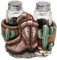 The Bridge Collection Decorative Salt and Pepper Shaker Set - 3 Piece - Western Cowboy Design with Glass Shakers