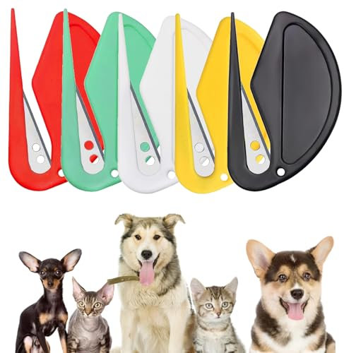 Lot de 5 Coupe Noeud Chat Poil Long, Peigne D'épilation pour Chiens et Chats, Toilettage du Chien, Outil de Toilettage pour Poils Longs et Bouclés (A)