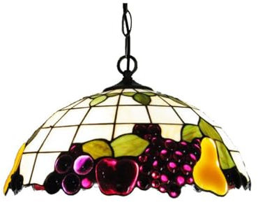 Ø40cm Retro Tiffany Küchenlampen Loft Trauben Deckenleuchte Pendelleuchte Landhaus Obst Wohnzimmerlampe Hängelampe Esstisch Pendellamp 2 flammig E27 für Schlafzimmer Cafe Bar Balkon Korridor