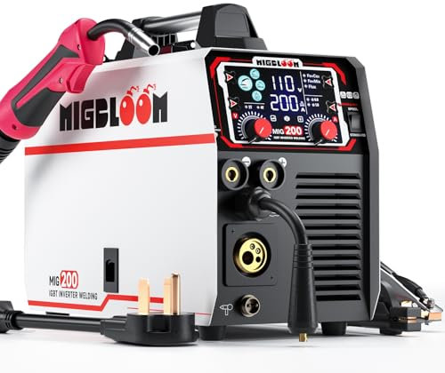 MIGBLOOM 200A Mig Welding Machine 110V/220V 6 in 1 Gas MIG/Gasless Flux Core/Stick/Lift TIG/Spool Gun/Syn Mig Welder Machine Multiprocess IGBT Inverter Welders