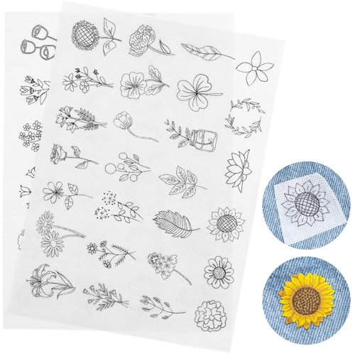 VILLCASE 2 Blatt Stickvorlagen Wasserlöslich, 15x21cm Selbstklebendes Sticktransferpapier, Stickvorlage Wasserlöslich Handnähstabilisatoren Stickvlies Wasserlöslich Stickvorlage für Handnähen