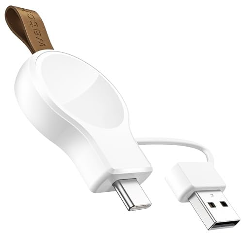 NEWDERY Cable de Carga Portátil para Apple Watch, Cargador Inalámbrica Rápida, USB C & A Viaje Magnético para iwatch Ultra2/1, 9 8 7 6 5 4 3 2 1 SE, Negro