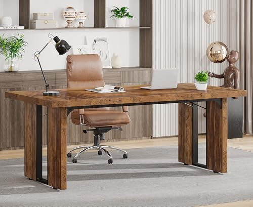 Tribesigns Schreibtisch, 180x80cm großer Büro-Computertisch, einfacher Laptop-Schreibtisch, Chefschreibtisch, Arbeitszimmer, Arbeitsplatz für Heimbüro