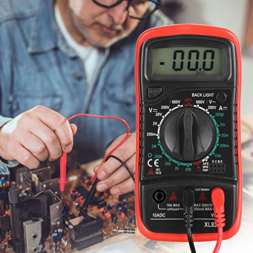 Multimetro Digitale LCD Portatile XL830L, Voltmetro Amperometro Ohmmetro Tester di Tensione Corrente, Strumento Ad Alta Precisione con Display LCD, Blocco Dati, Protezione da