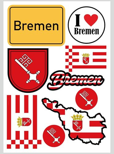 Daged Bremen Aufkleber Karte 9 Stück - PKW Auto Motorrad Biker Flagge Fahne Vinyl ST