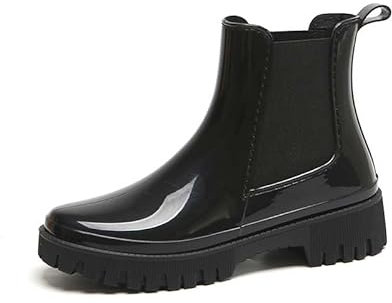 ACosySch Stivali da donna in gomma impermeabile stivali da pioggia alla moda stivali da giardino Chelsea, stivali da pioggia
