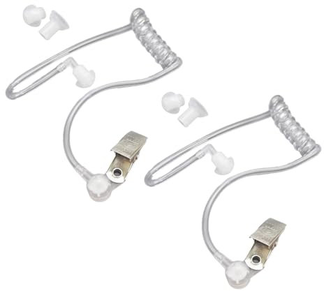 VilaGi 2Pcs Radio Earpiece Headset Costume Earpiece Agent Secret Earpiece Costume Prop,Clear Audio Tube with Soft Earbuds Radio Ear Piece Replacement Acoustic Tube 2 Way Radio Audio Headsets