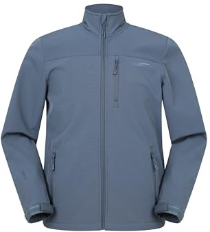 Mountain Warehouse Grasmere Mens Softshell Jacket | Lightweight & Breathable Water Resistant Rain Coat, Windproof with Bonded Fleece Lining for Warmth, For Light Rain, Walking