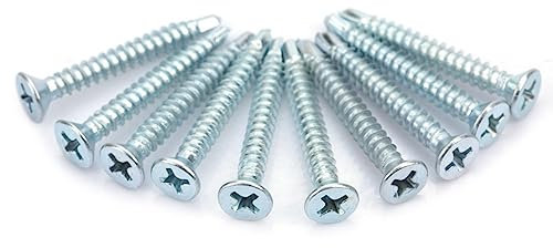 Viti Autoperforanti, Set di Viti Autofilettanti a Testa Piatta in Ferro Zincato, M4.2 * 13-M4.2 * 50, 50 Pezzi, per il Fissaggio di Piastrelle in Acciaio Colorato Nella Struttura in