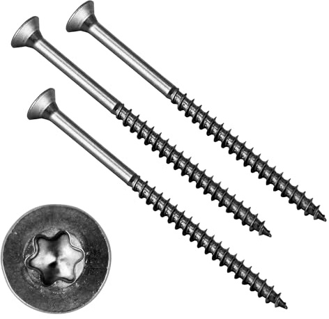 RYSUPPLY Spanplattenschrauben TORX aus Edelstahl 5 x 80 Holzschrauben mit Teilgewinde | 100 Stück | In diversen Größen und Mengen erhältlich