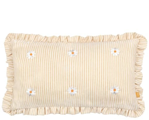furn. Les Fleurs Embroidered Ruffle Polyester Filled Cushion - Daises - 30x50cm