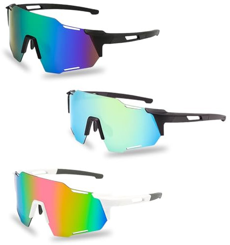 GBKDQQ Sonnenbrille Fahrradbrille: 3 Stück Polarisierte Sonnenbrille Sportbrille für Damen und Herre UV400 Schutz Schutzbrille Schnelle Brille Sport Laufbrill für Outdoor Angeln Fahren Reisen