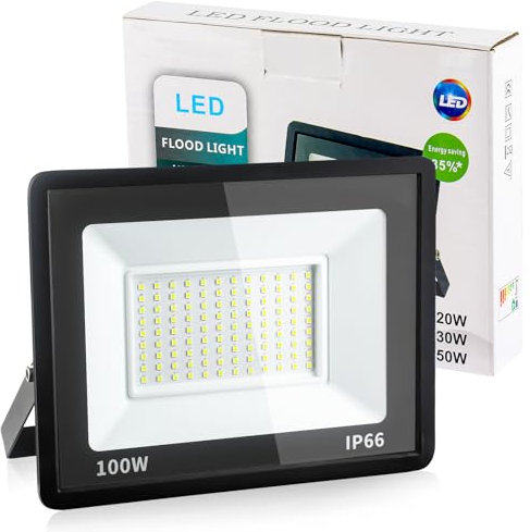 Psatfito G Projecteur LED 100w, 10800 Lm Projecteur LED Extérieur, Étanchéité Ip66 Lumière Blanche du jour 6000k Éclairage de Sécurité Extérieur pour Entrepôt, Garage, Arrière-Cour, Lot de 1