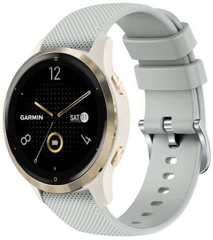 ZGCE Correa para Garmin Venu 2S / Venu 3S / Vivomove 3S / Vivoactive 4S, 18mm Correa deportiva de silicona para Fossil Woman Gen 6 / Fossil Woman Gen 5E, Gris
