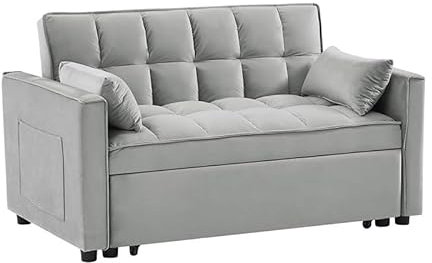 Nordischer Stil Schlafsofa Liebe Sitzsofa – verstellbare Rückenlehne, Samt, Seitentasche – kompaktes Futonsofa für Wohnzimmer und Büro