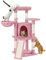 Yaheetech 107cm Cat Tree Cat Climbing Tower with Scratching Posts/Condo/Basket, kitten Activity Centre for Small/Medium Cats, Pink
