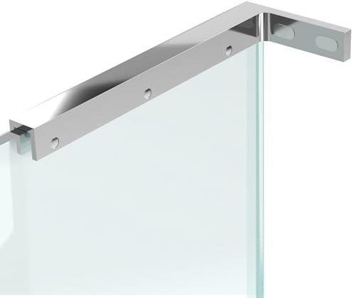 LukLoy Feste Glashalterung, Wand-an-Glas-Duschstützstange, L-förmige Stabilisator-Montagehalterung für 8-12 mm Duschpaneele (Chrom, Glas links)