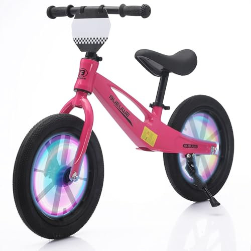 GASLIKE Laufrad 14 Zoll für Kinder von 3–6 Jahren, Höhenverstellbarer Lenker & Sattel, Magnesiumrahmen, Luftreifen, Namensschild & Ständer, Kinderlaufrad für Draußen & Fahrradlernen (Rosa)