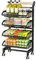 Vegetable Storage Rack Adjustable Fruit Basket Cart 4-Tier, Basket Removable Storage Cart with Wheels, Fruit Vegetable Frame Storage Shelf Kitchen Storage Rack Storage Shelf Supplies Pantry Kitchen