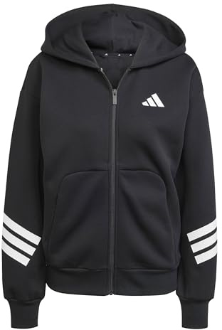 adidas Women's Future Icons Three Stripes Full Zip Hoodie, Black, XL