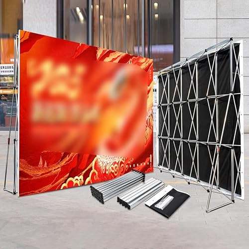 YKMYXZ， Tragbare Aluminium-Standdisplayständer, zusammenklappbare Pop-Up-Banner-Spannungshintergründe, nur Rahmen(3.05m(10ft) Hx3.05m(10ft) L)
