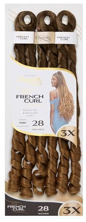 CHERISH SYNTHETIC CURLY BOUNCY HAIR EXTENSION BRAID - 3 x SPIRAL FRENCH CURL 28 (COLOR T43027)