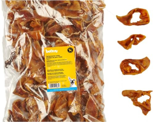 Boomy - Schweineohren-Chips – 100% Natürliche Hundesnacks - Schweineohren in Stücken von 6-7cm – Hundebonbons für alle Rassen (1kg)