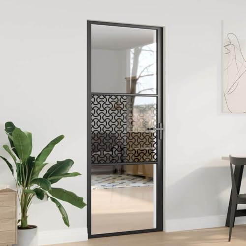 Festnight Puerta Interior de Vidrio Templado y Aluminio 83 x 201.5 cm, Puerta de Cristal, Puerta Interior Moderna, Sólido y Seguro,#3