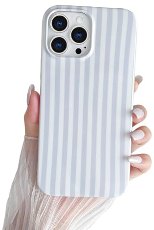 SmoBea for iPhone 14 Pro Case Cute Striped Phone Case Soft TPU Slim Shockproof Phone Cover for Women Girls Beautiful and Stylish, Blue and White